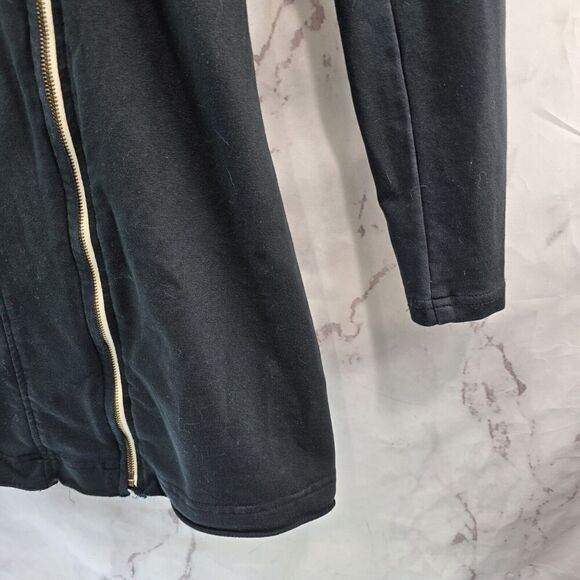 Coin 1804 Jacket Womens Small Black Long Knit Zip Sweatshirt Jersey Knit Stretch - Picture 5 of 14